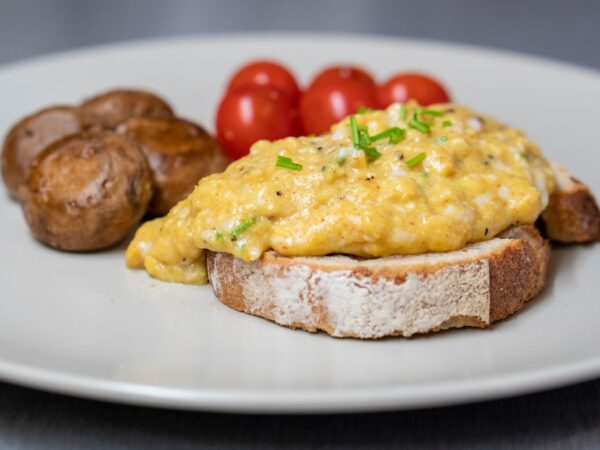 Scrambled Eggs with Smoked Salmon and Toast
