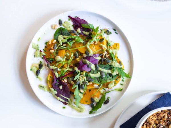 German Autumn Salad with Roasted Pumpkin and Walnuts
